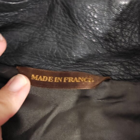 Genuine Seraphin Mens Leather Jacket France Adjust Cuffs Front Pockets Size 56 - Picture 3 of 13